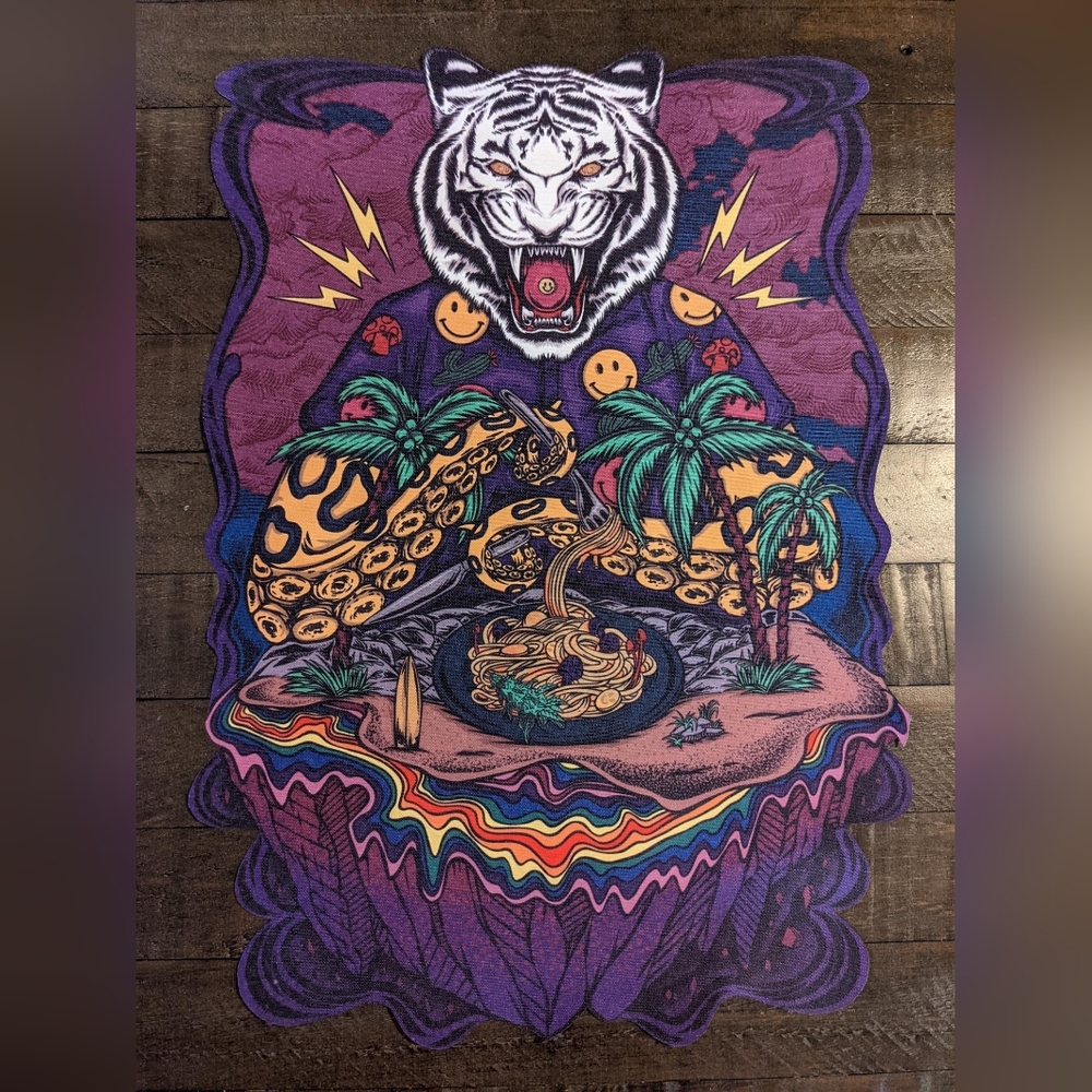 Handmade They Came From Space Giant 16.25 IN Iron On Back Patch Octopus Tiger